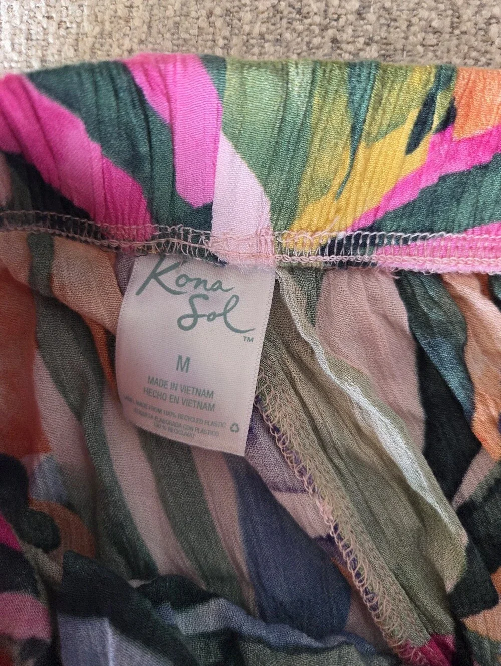 Kona Sol | M Tropical Floral Open Leg Split Front Beach Coverup Pants Tie Waist